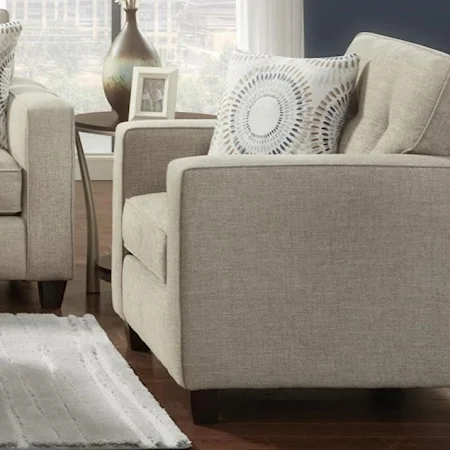 Contemporary Chair with Track Arms and Button Tufted Cushion